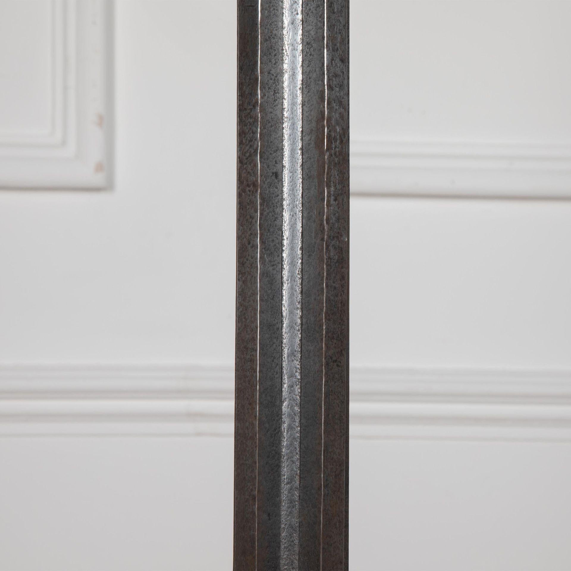 1940s Steel Lamp Stand attributed to Gilbert Poillerat For Sale 1