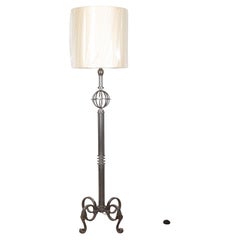 Vintage 1940s Steel Lamp Stand attributed to Gilbert Poillerat