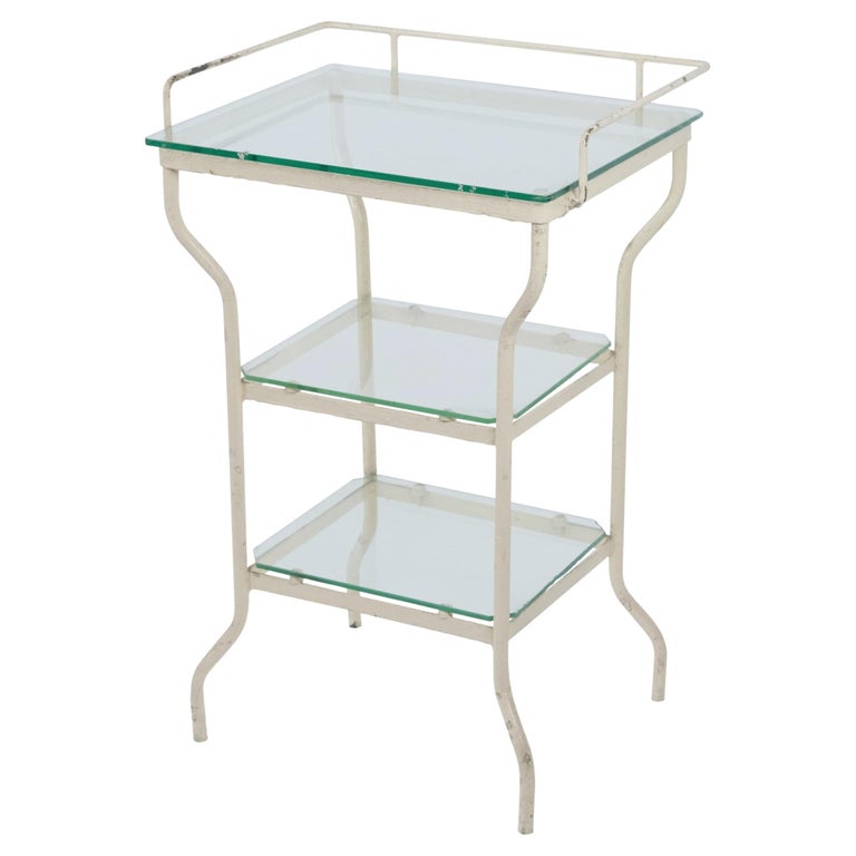 1940s Steel Medical Glass Side Table 3-Tiered Painted White For Sale at ...