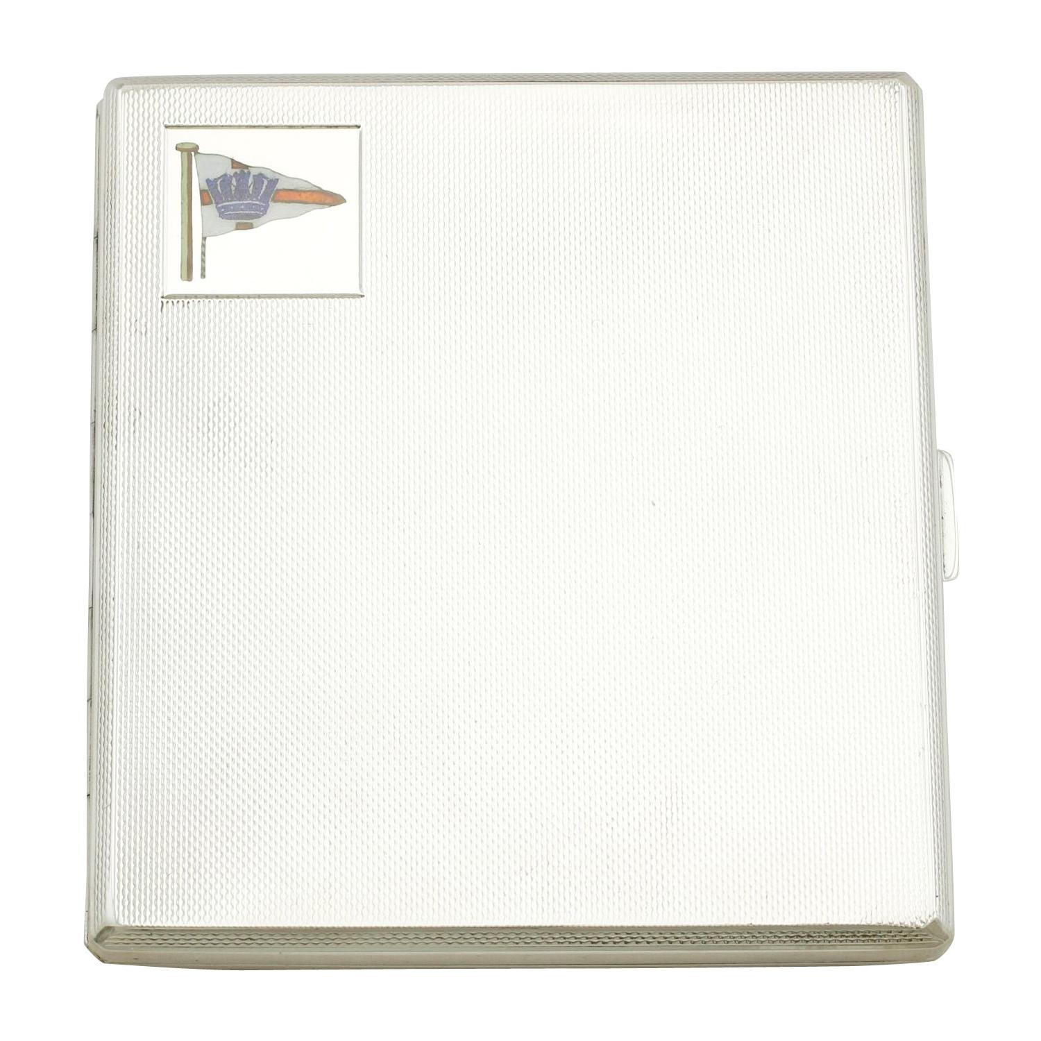 1940s Sterling Silver and Enamel Cigarette Case