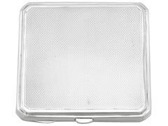 1940s, Sterling Silver and Enamel Compact by Joseph Gloster Ltd