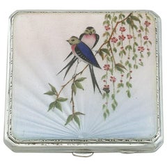 1940s Sterling Silver and Enamel Compact