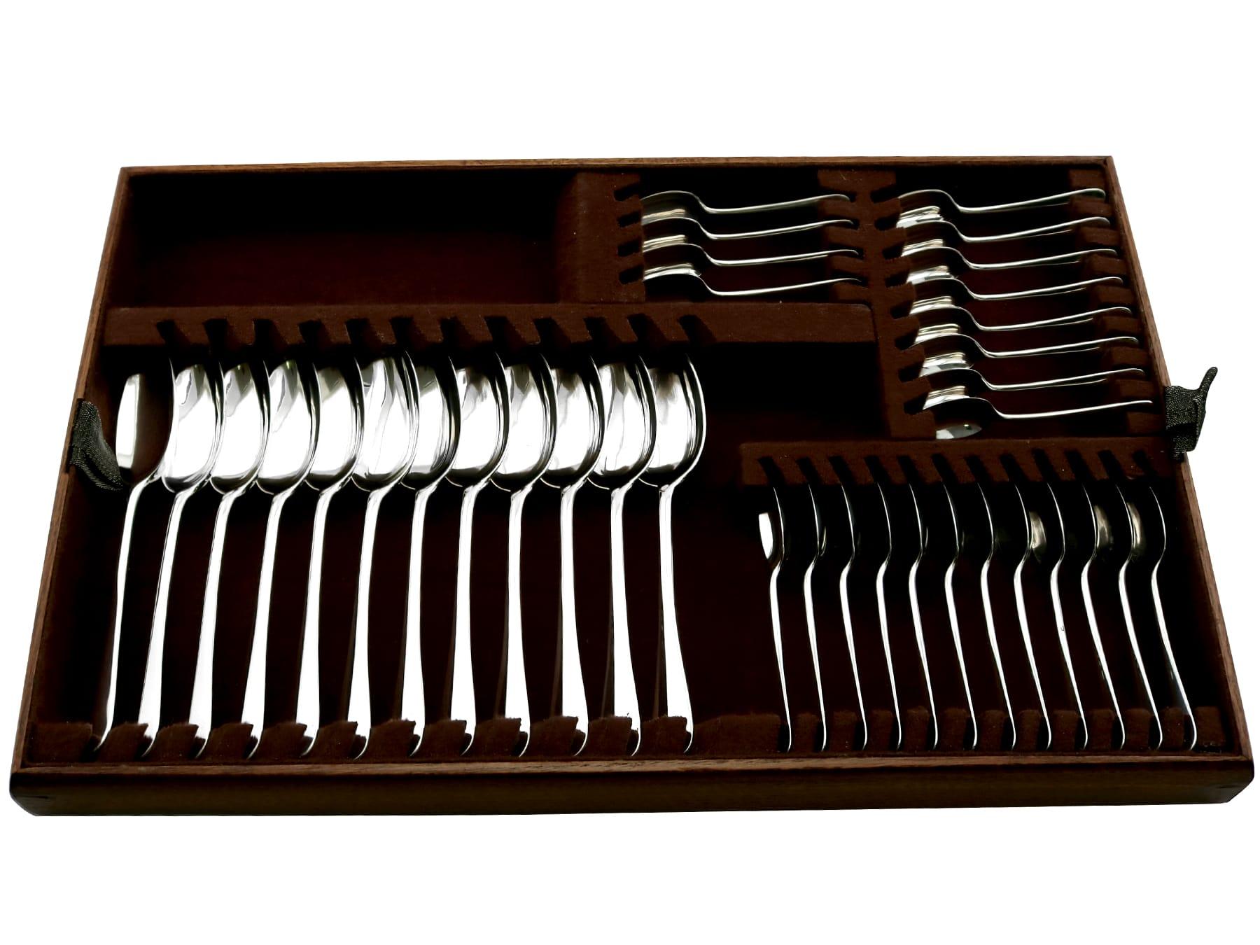 Mid-20th Century 1940s Sterling Silver Canteen of Cutlery for Twelve Persons For Sale