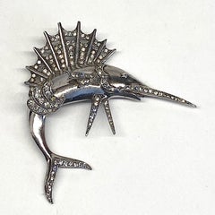 1940s Sterling Silver Large Sailfish Brooch