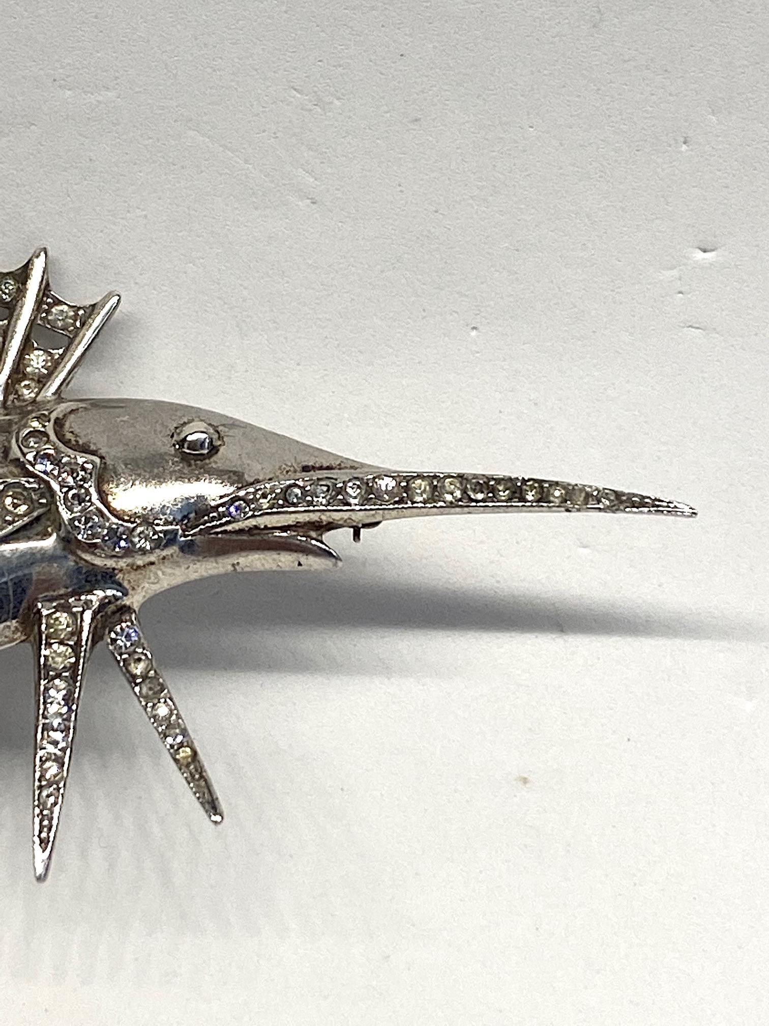 1940s Sterling Silver Large Sailfish Brooch In Good Condition In New York, NY