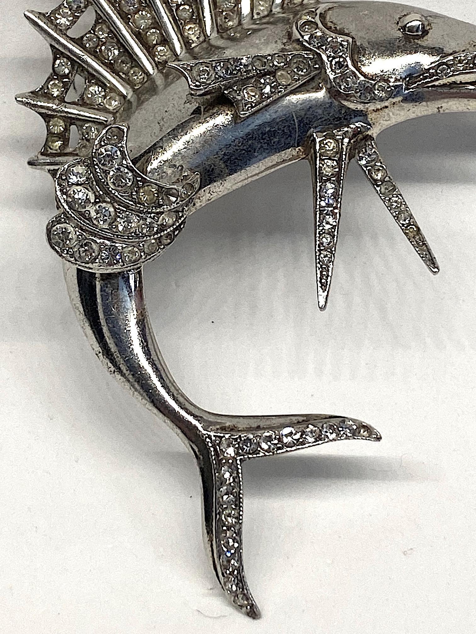 1940s Sterling Silver Large Sailfish Brooch 1