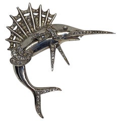 1940s Sterling Silver Large Sailfish Brooch