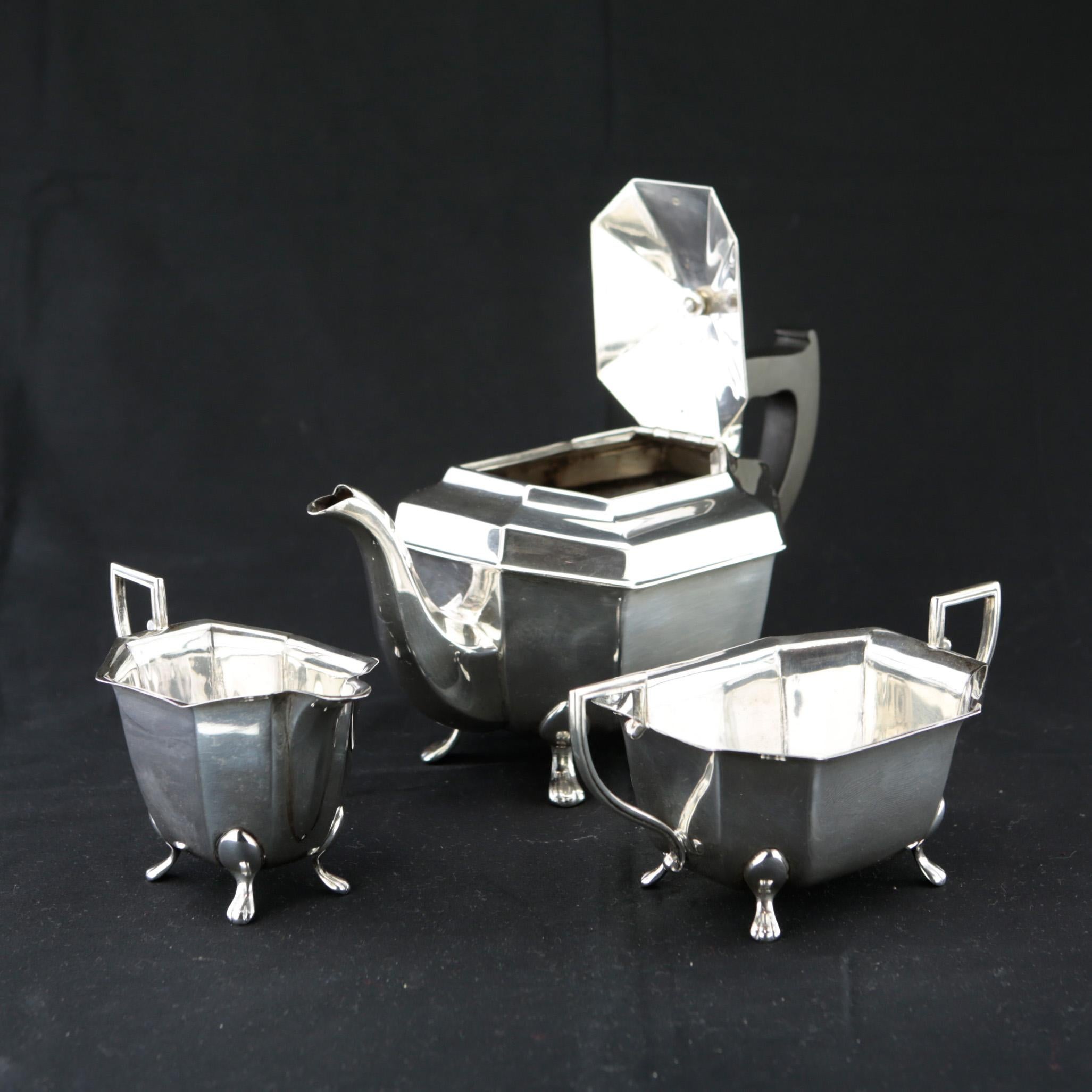 1940s Sterling Silver Tea Set Sheffield Great Britain In Good Condition For Sale In Münster, DE
