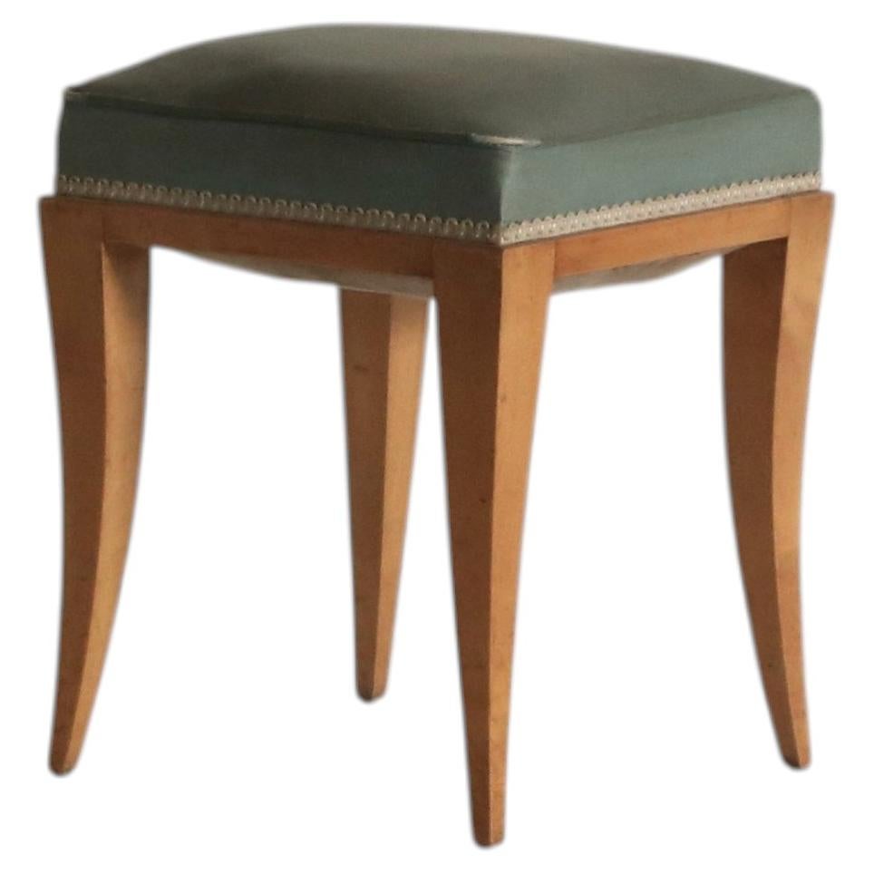 Taburete de los años 40 al estilo de Jules Leleu, Francia; necesita un nuevo tapizado