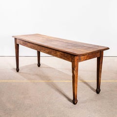 1940's Straight Leg Rectangular Oak Dining Table With Planked Top