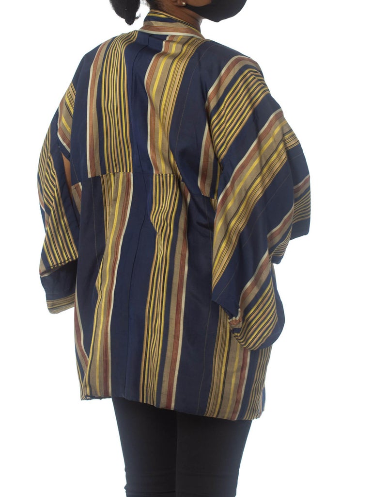 1940S Striped Silk Mid-Century Japanese Kimono For Sale at 1stDibs