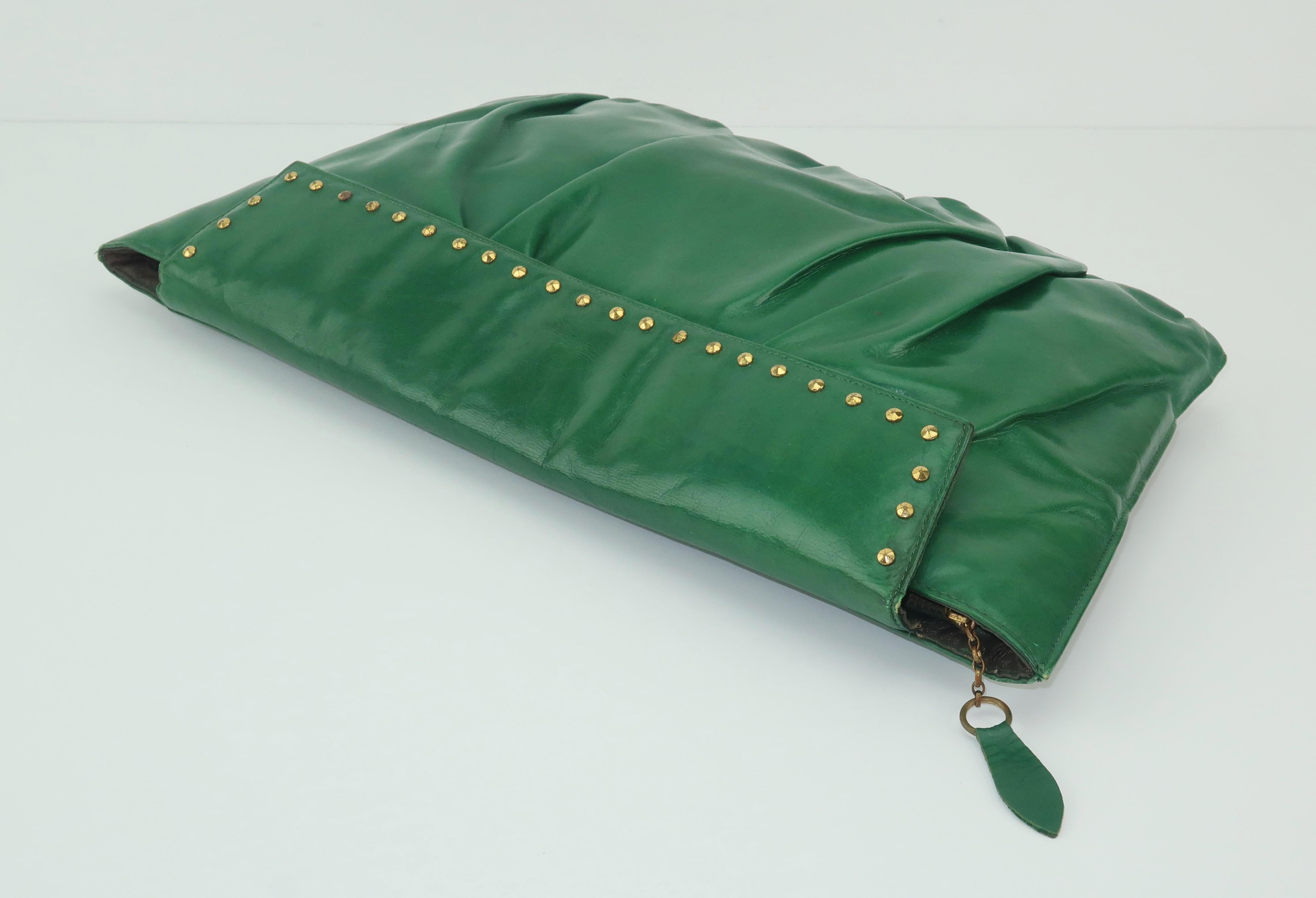 emerald green leather handbag