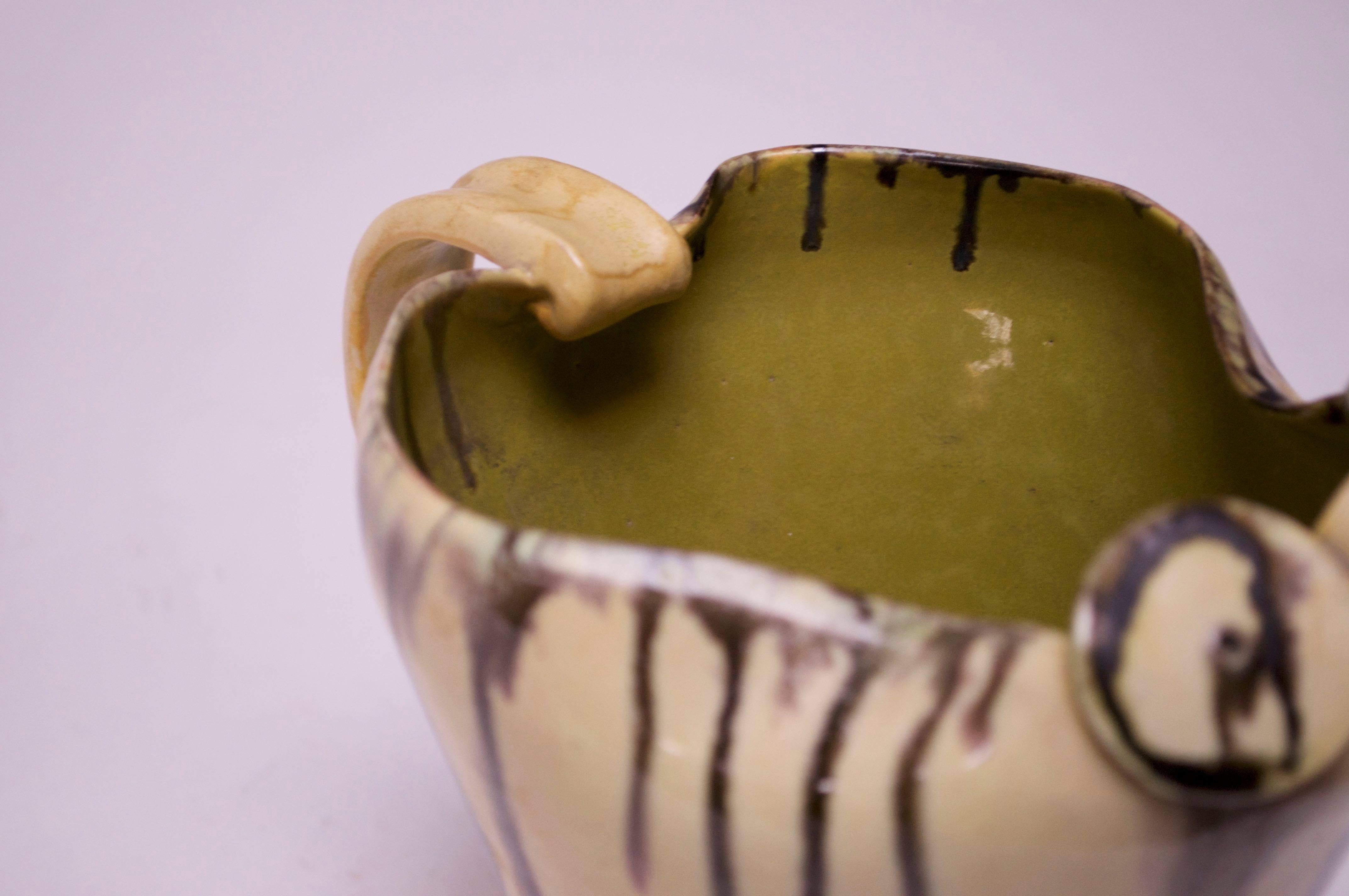 1940s Studio Pottery Chicken Pitcher by Emily Reinse In Good Condition For Sale In Brooklyn, NY