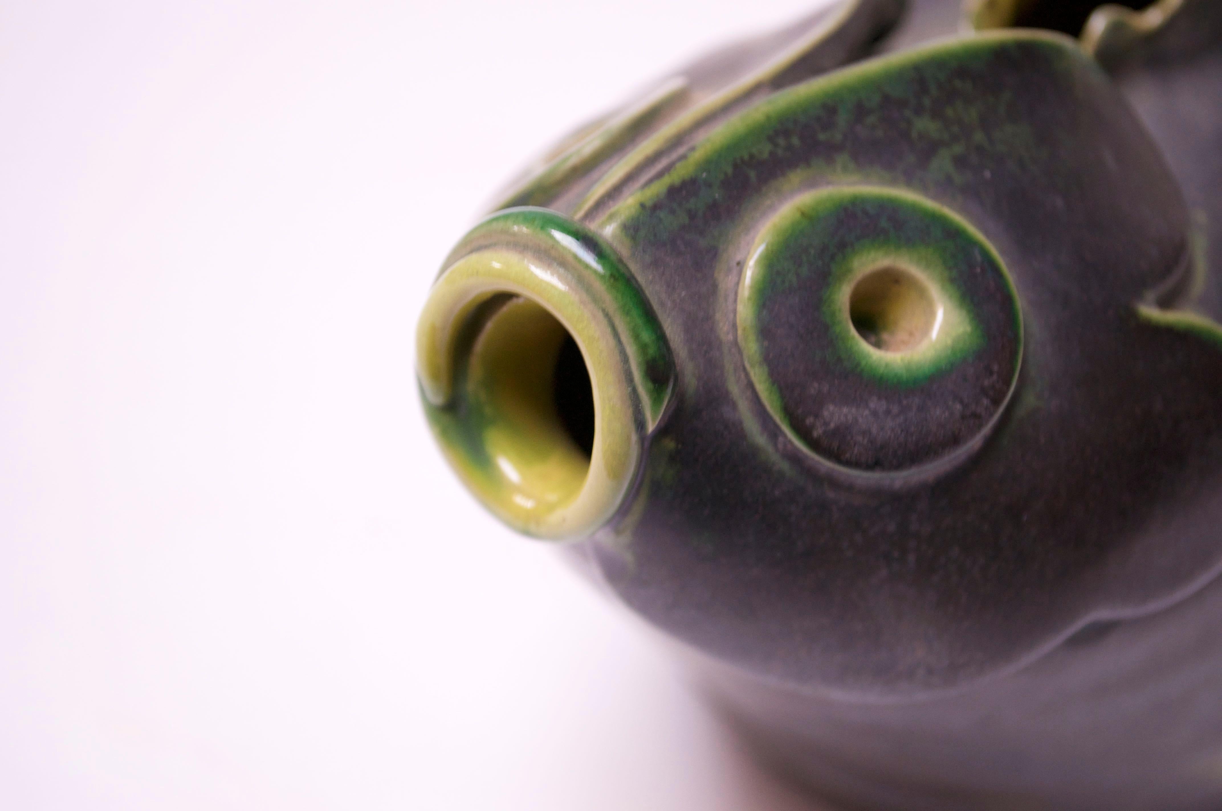 1940s Studio Pottery Fish Pitcher by Emily Reinse 4