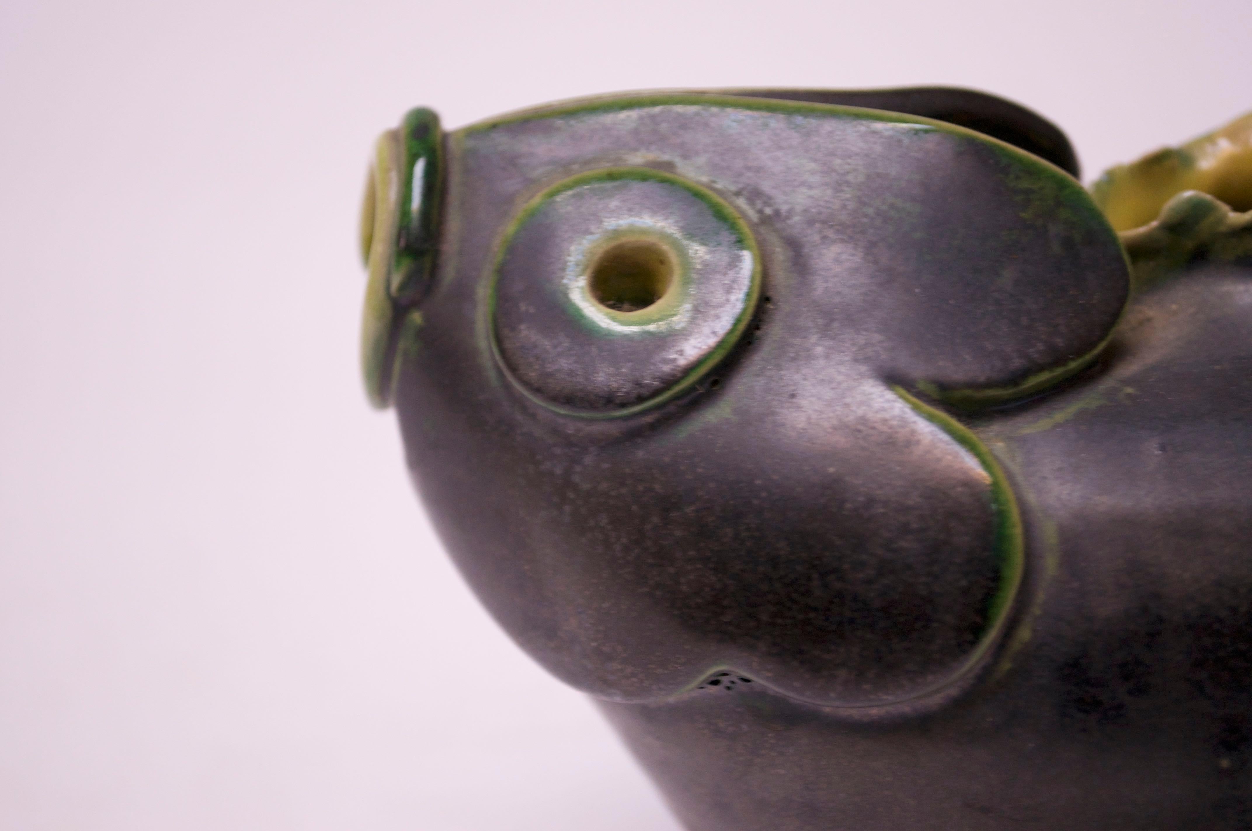 1940s Studio Pottery Fish Pitcher by Emily Reinse 5