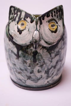 1940s Studio Pottery Owl Bud Vase by Emily Reinse