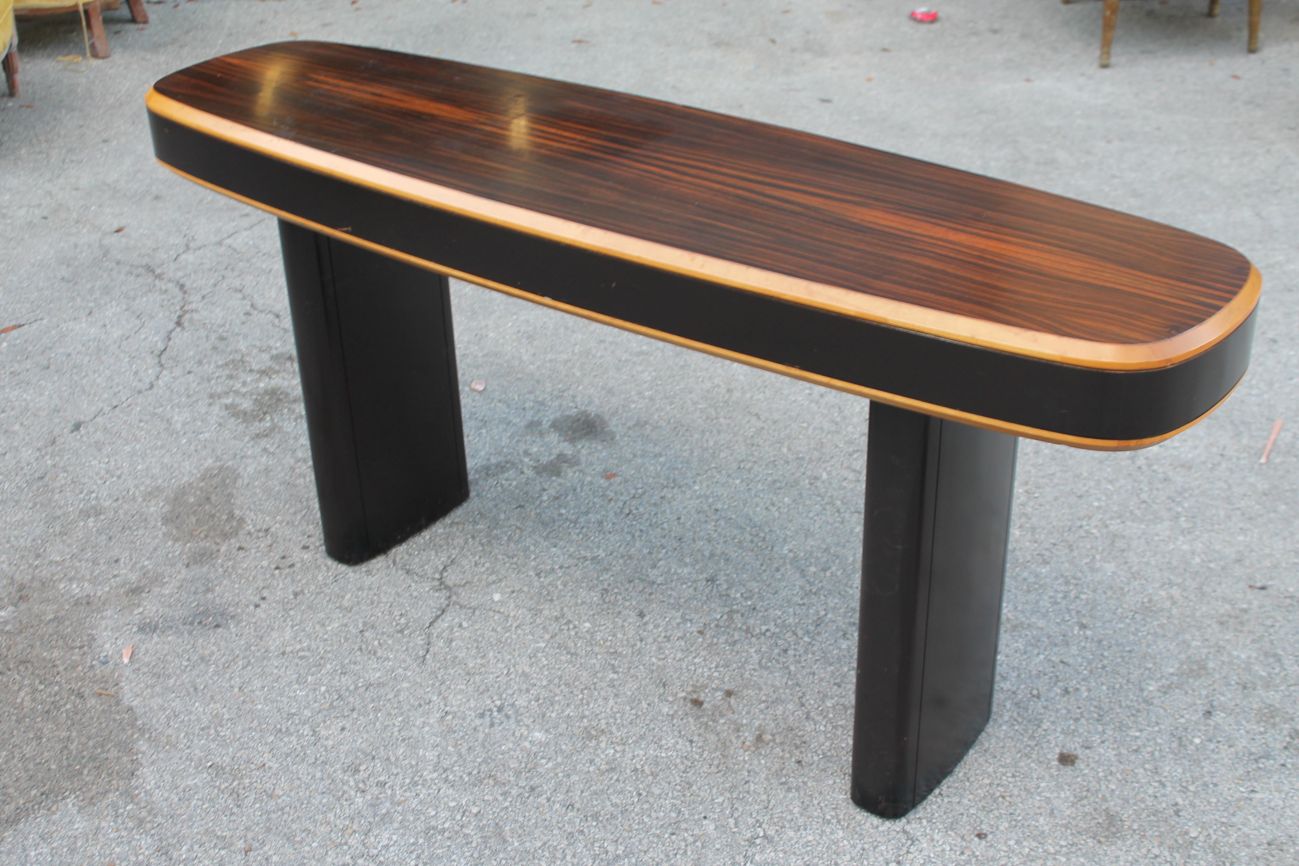 1940's Stunning French Art Deco Exotic Macassar Ebony Console Table In Good Condition In Opa Locka, FL