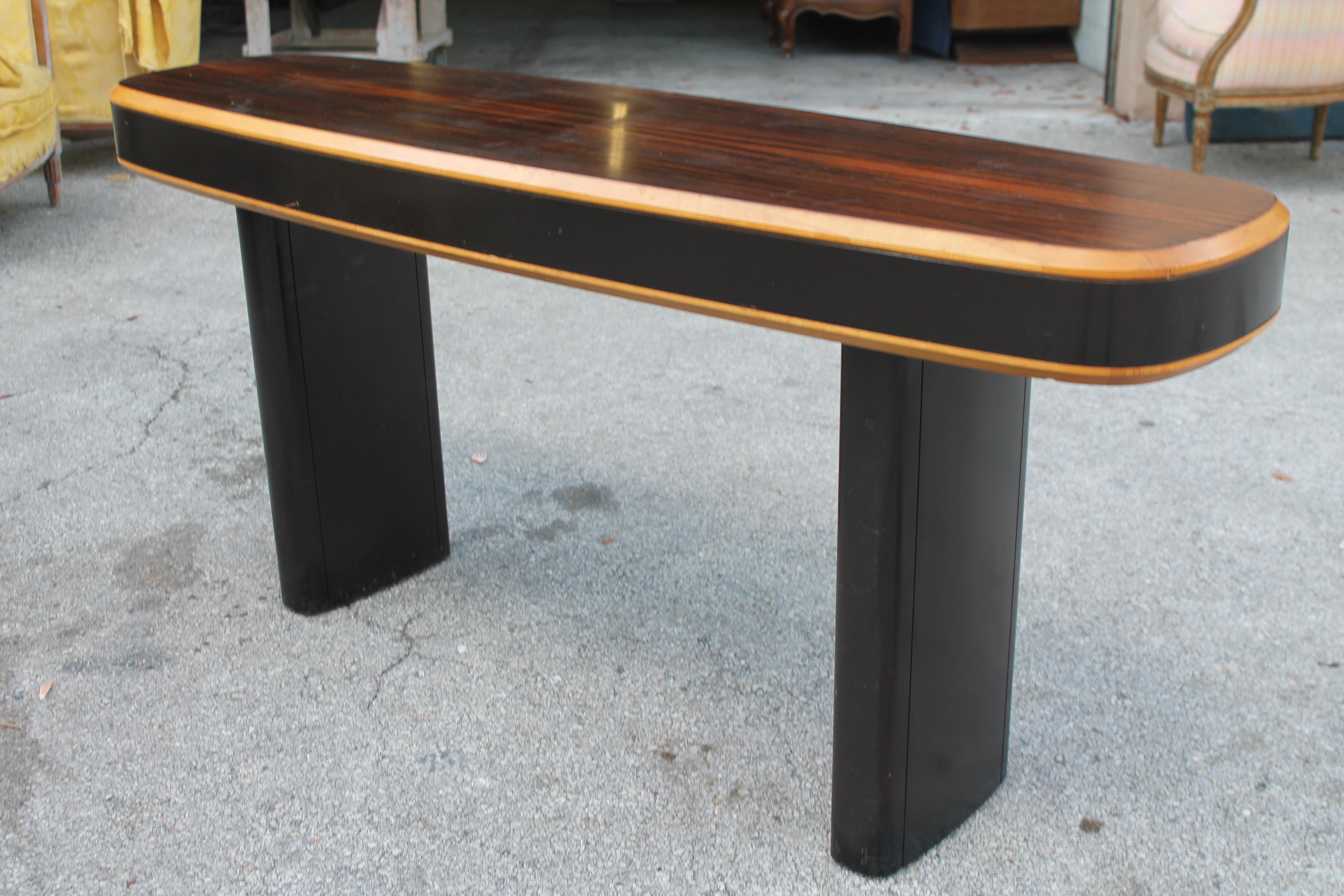 Mid-20th Century 1940's Stunning French Art Deco Exotic Macassar Ebony Console Table For Sale