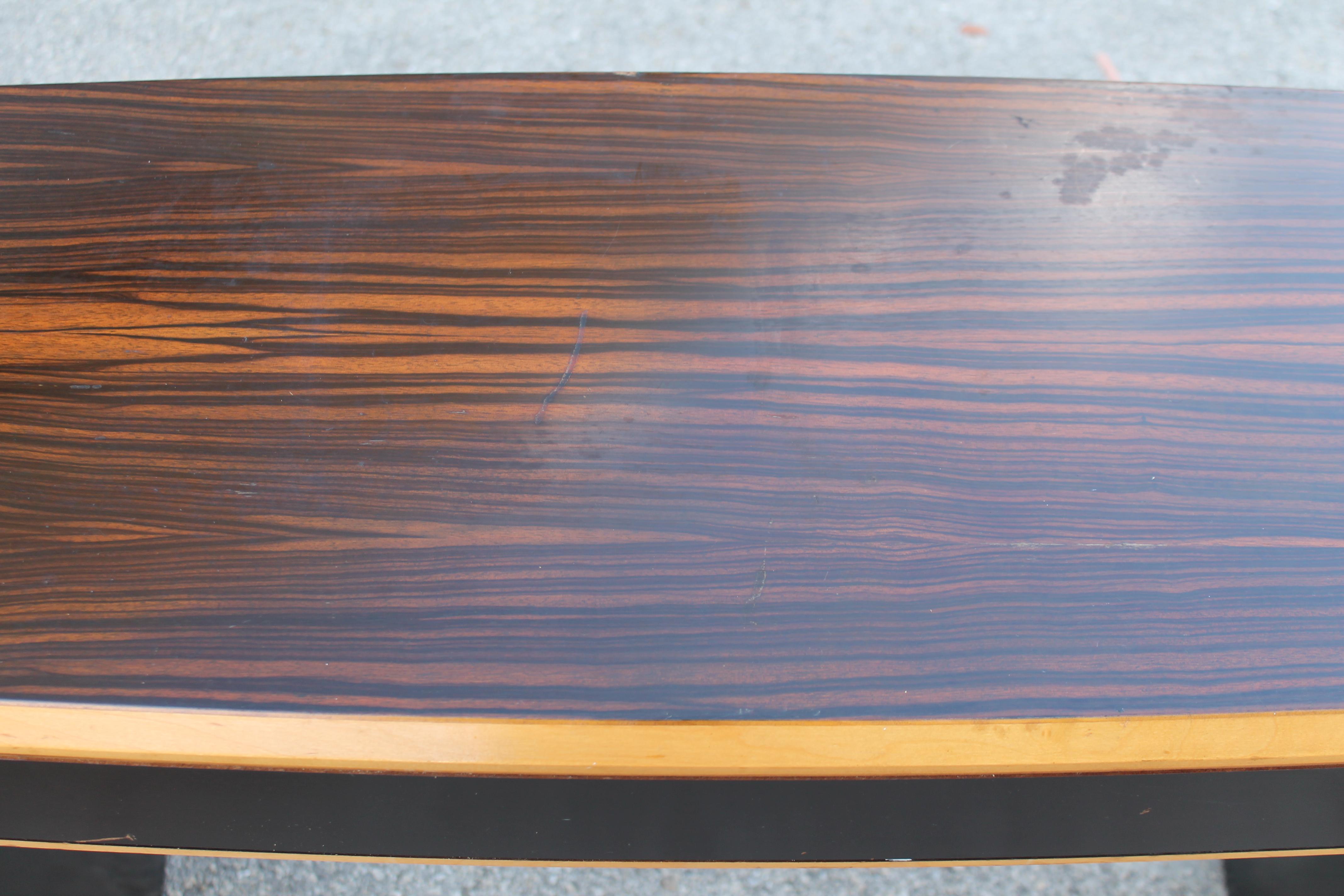 Wood 1940's Stunning French Art Deco Exotic Macassar Ebony Console Table