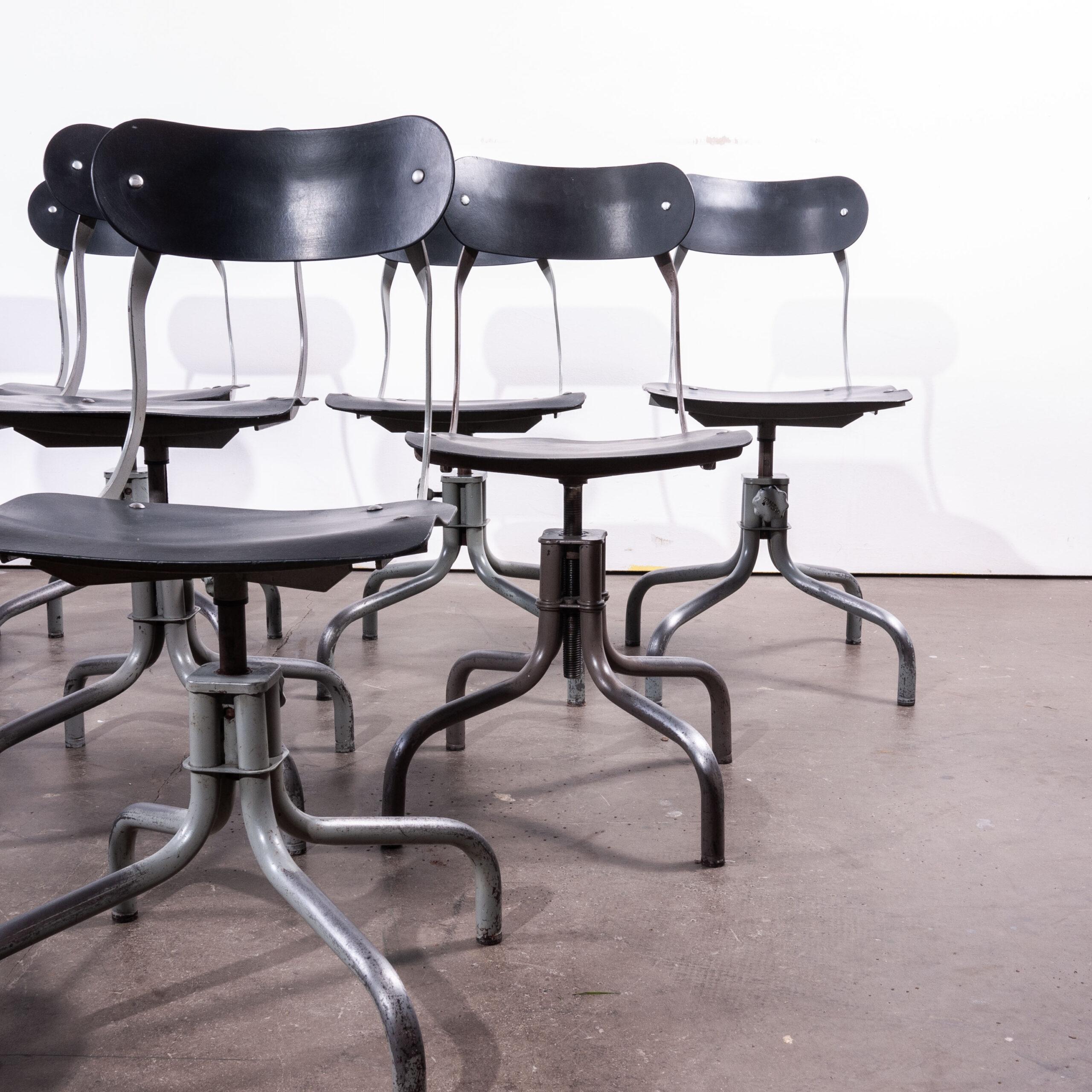 Metal 1940s Stunning Original Tan-Sad Machinists/Dining/Desk/Study Chair, Tall Grey