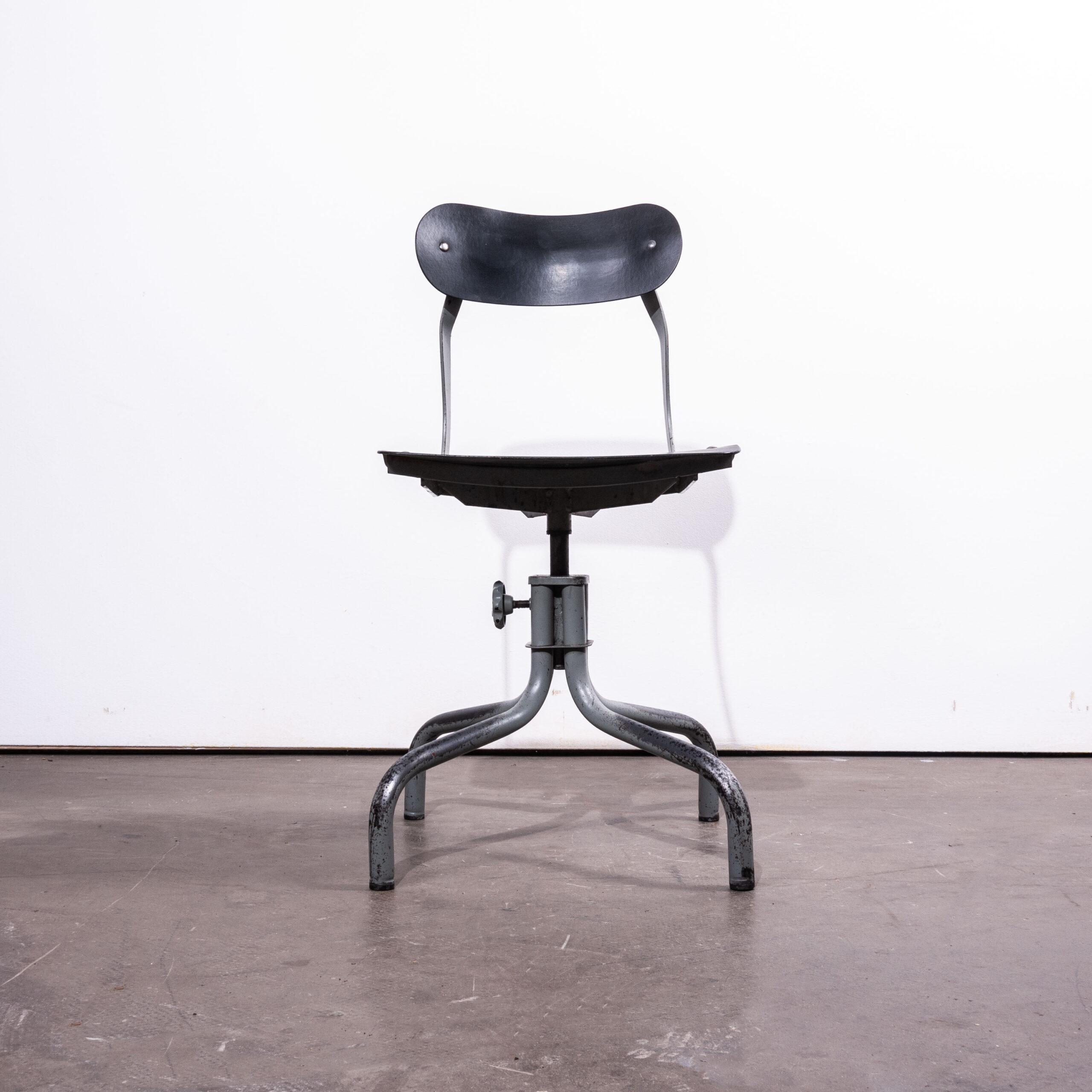 1940s Stunning Original Tan-Sad Machinists/Dining/Desk/Study Chair, Tall Grey For Sale 2
