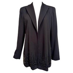 1940's Style 1980's Black Beaded Wool Jacket