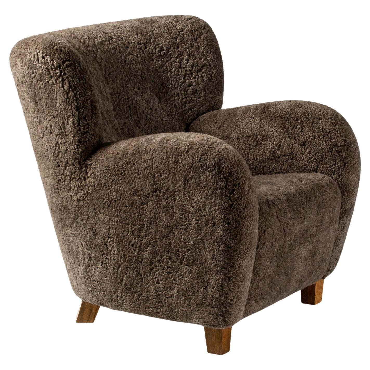 1940s Style Custom Made Karu Sheepskin Lounge Chair