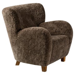 1940s Style Custom Made Karu Sheepskin Lounge Chair