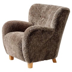 1940s Style Custom Made Sheepskin Lounge Chair