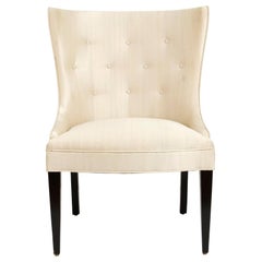 1940's Style Dining Chair with Concave Tufted Back and Tapered Legs