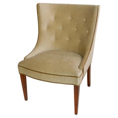 1940's Style Dining Chair with Concave Tufted Back and Tapered Legs