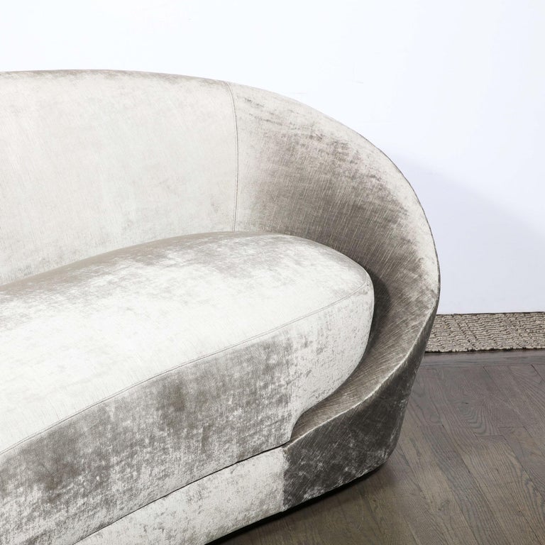 1940s Style Modernist Sweeping Curved Sofa in Platinum Velvet For Sale ...