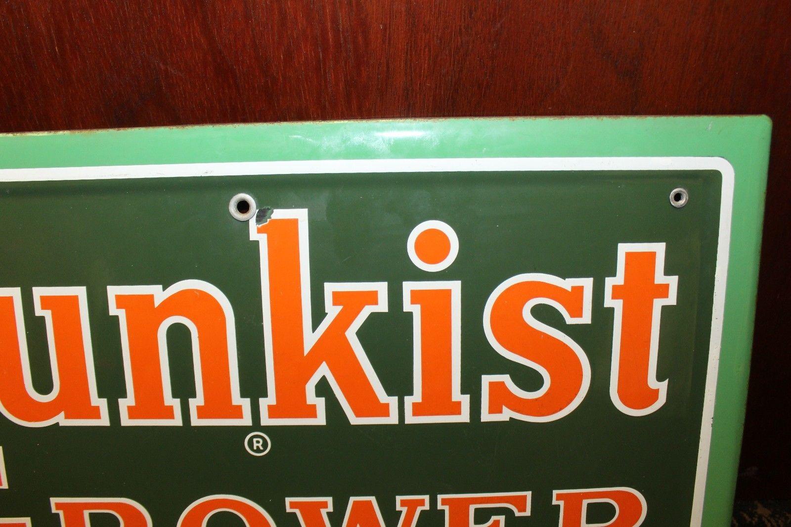 1940s Sunkist Grower Porcelain Sign In Fair Condition For Sale In Orange, CA