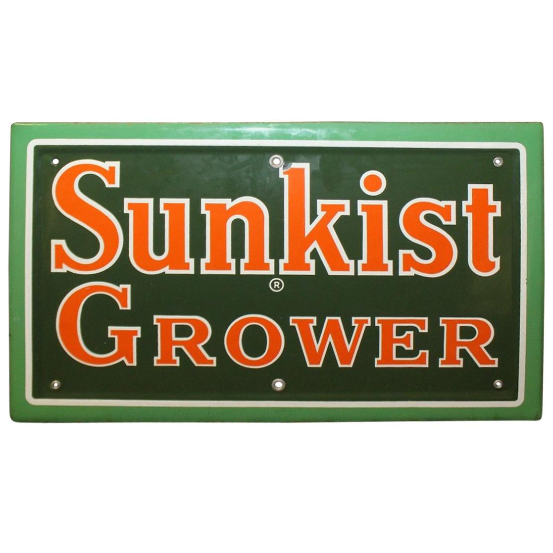 1940s Sunkist Grower Porcelain Sign For Sale