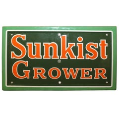 Vintage 1940s Sunkist Grower Porcelain Sign