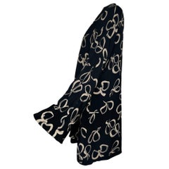 1940's Surrealist Black Silk Crepon Jacket with Painted Ribbon Bow Print