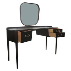 1940s Swedish Bodafors Mahogany & Brass Dressing Table with Original Mirror