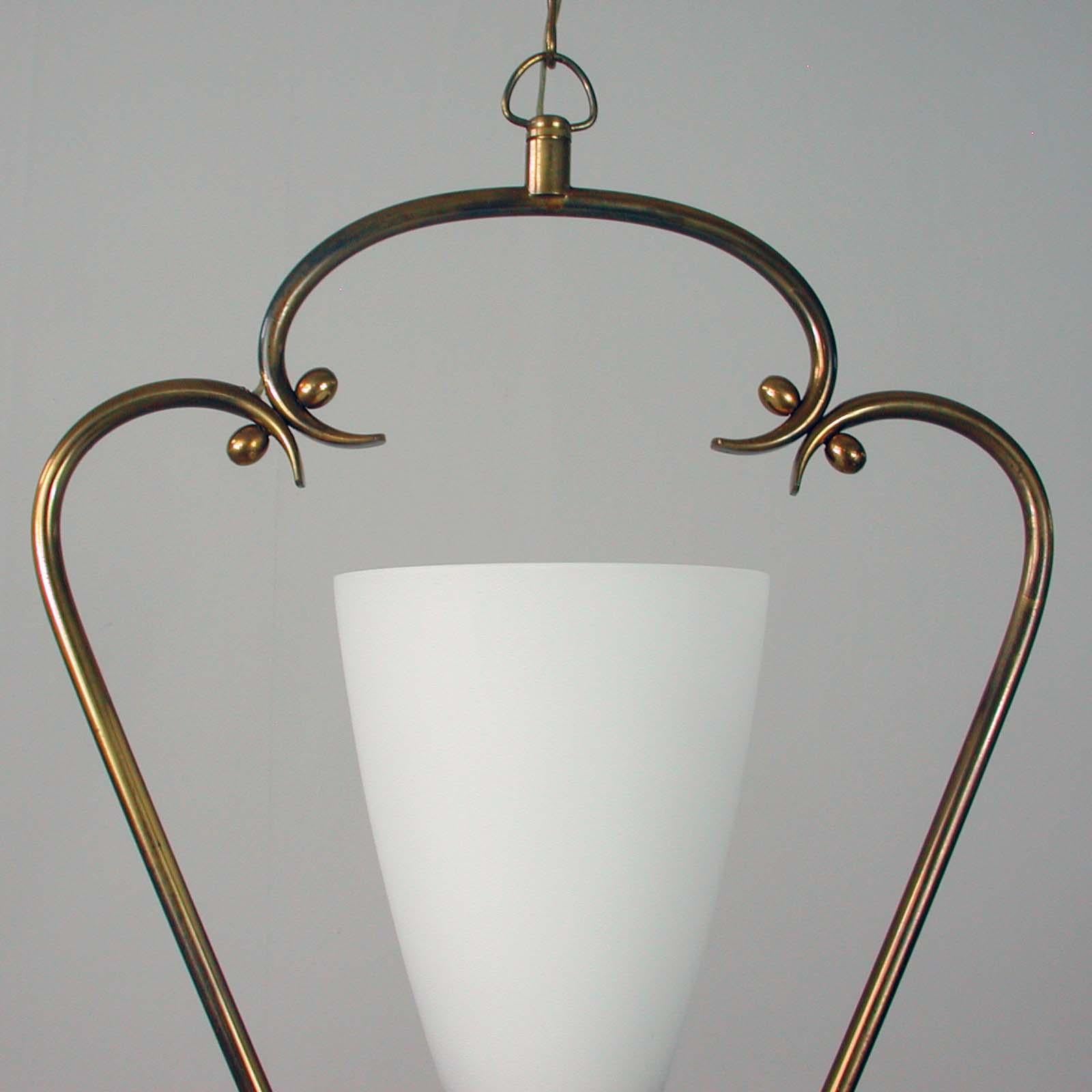 Mid-20th Century 1940s Swedish Brass and Frosted Glass Lantern