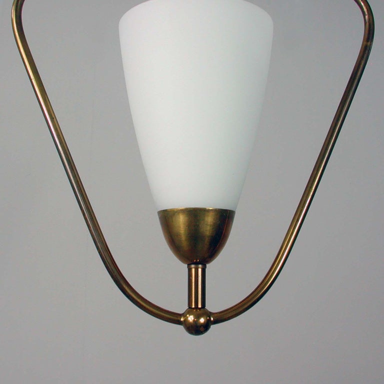 1940s Swedish Brass and Frosted Glass Lantern 1