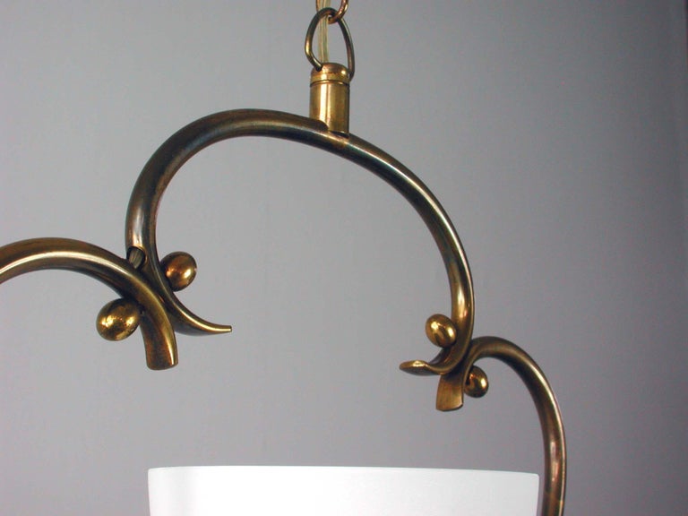 1940s Swedish Brass and Frosted Glass Lantern 3