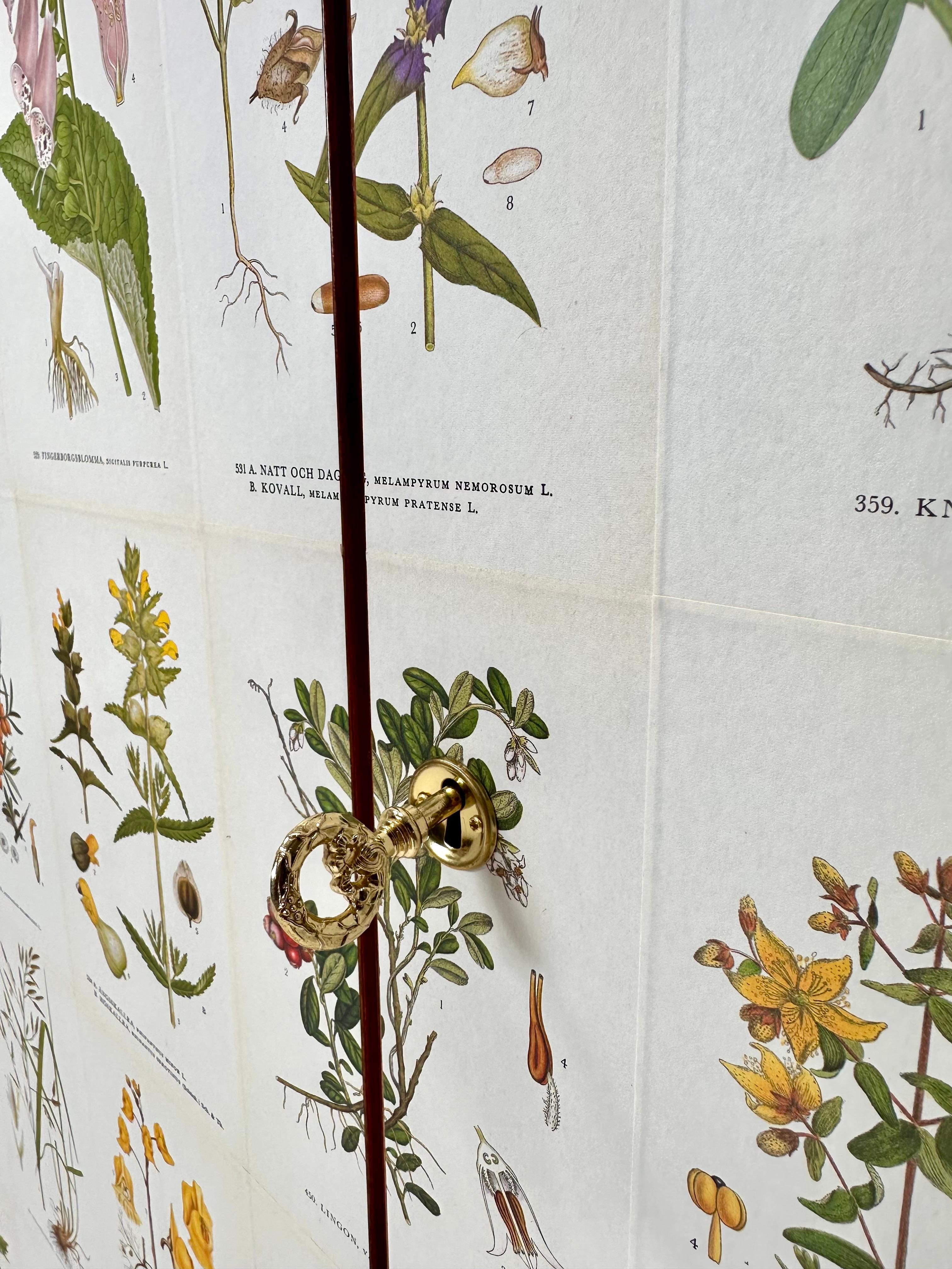1940's Swedish Cabinet with Nordens Flora Illustrations in vendita 4