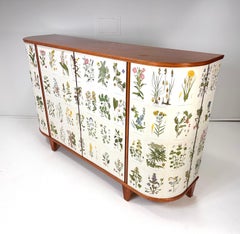 1940's Swedish Cabinet with Nordens Flora Illustrations