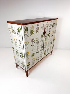 Cabinet suédois des années 1940 avec illustrations de Nordens Flora