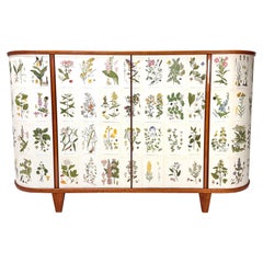 1940
s Swedish Cabinet with Nordens Flora Illustrations
