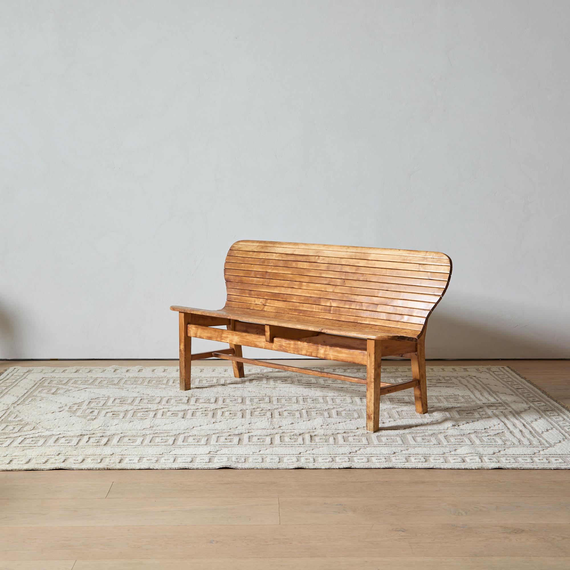 Joinery 1940s Swedish Cabinetmasters Slatted Bench For Sale