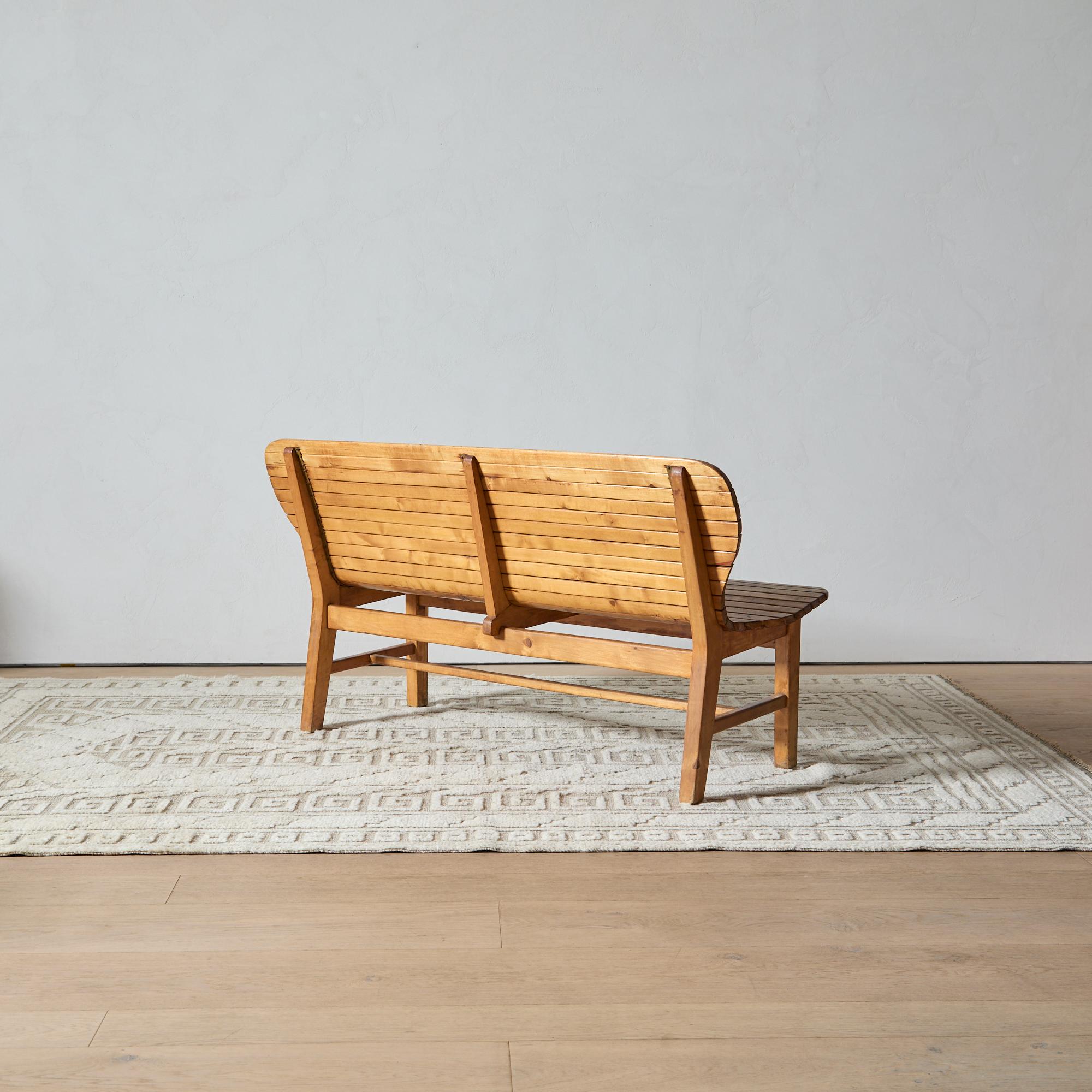 Fir 1940s Swedish Cabinetmasters Slatted Bench For Sale