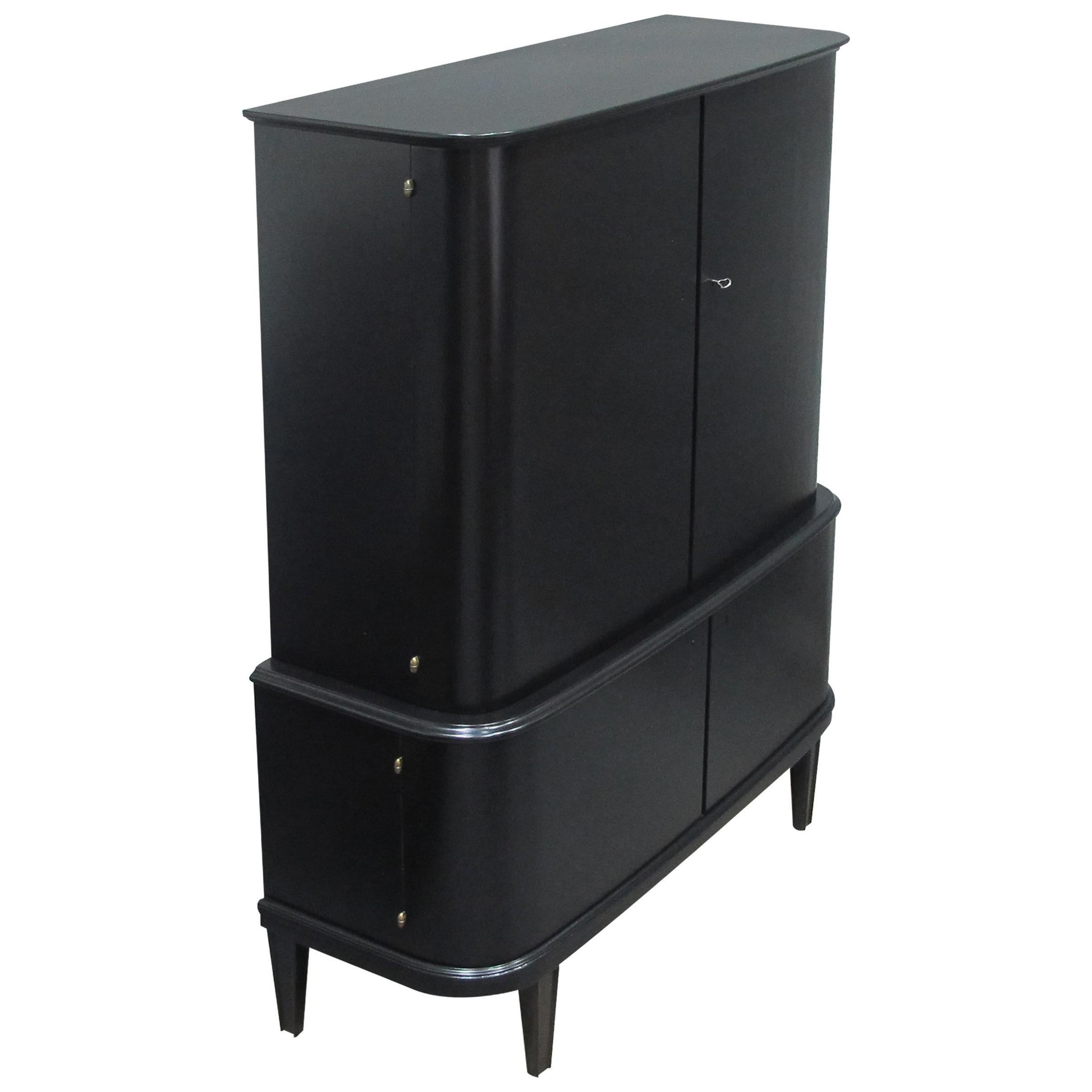 1940s Swedish Ebonised Tall Cabinet in the Style of Designer Alex Larsson