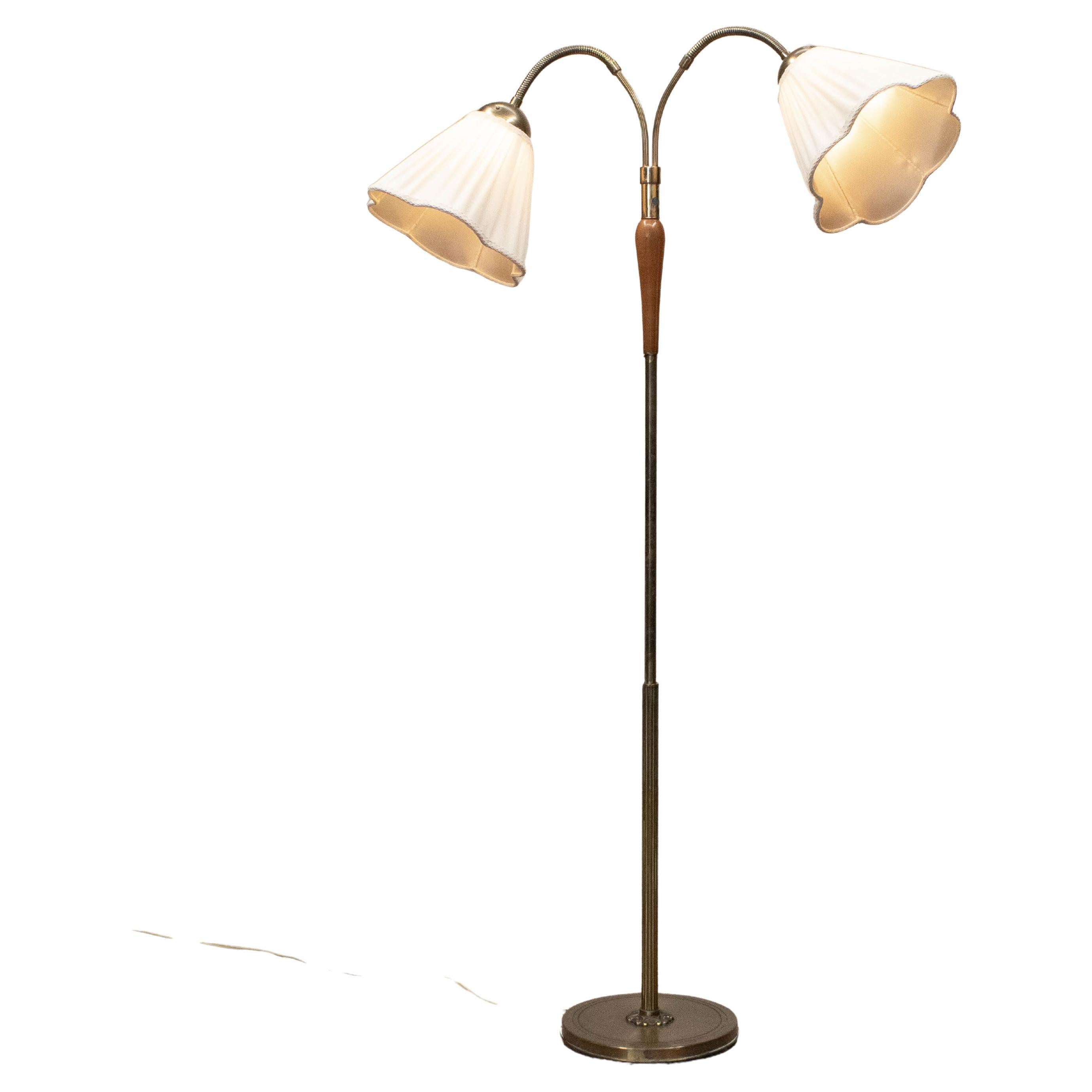 1940s Swedish Floor Lamp With Two Shades Made By Nordiska Kompaniet Sweden