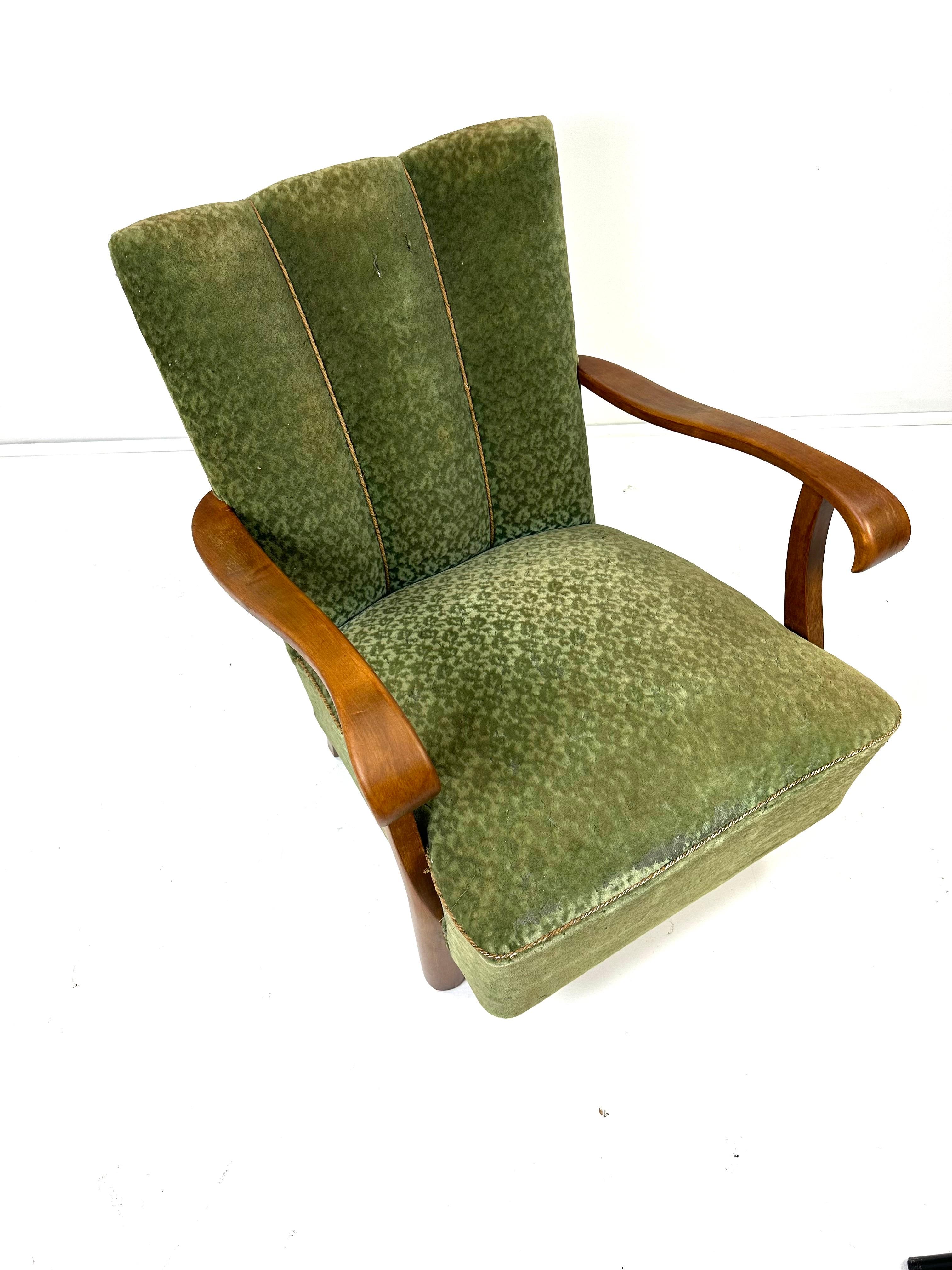 Upholstery 1940’s Swedish Lounge Chair For Sale