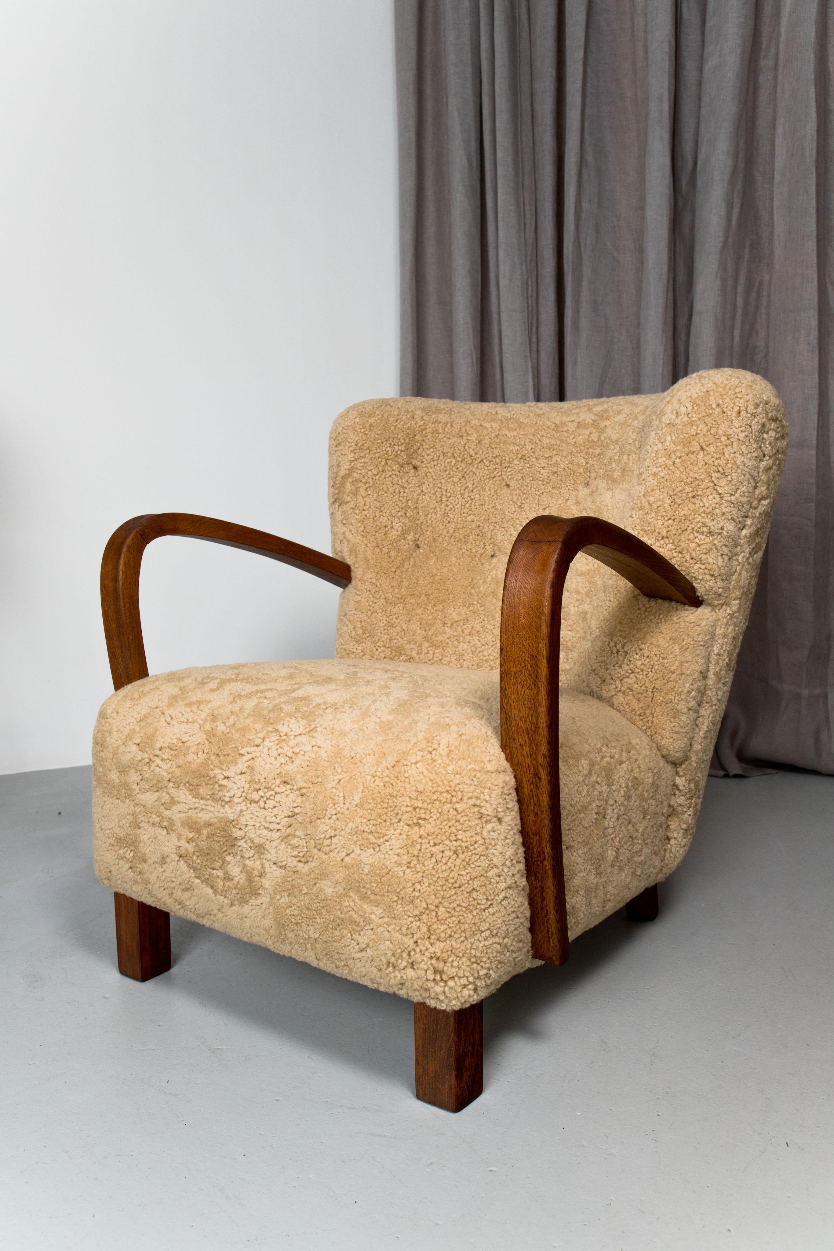 1940s Swedish Lounge Chair in Shearling In Excellent Condition In New York, NY